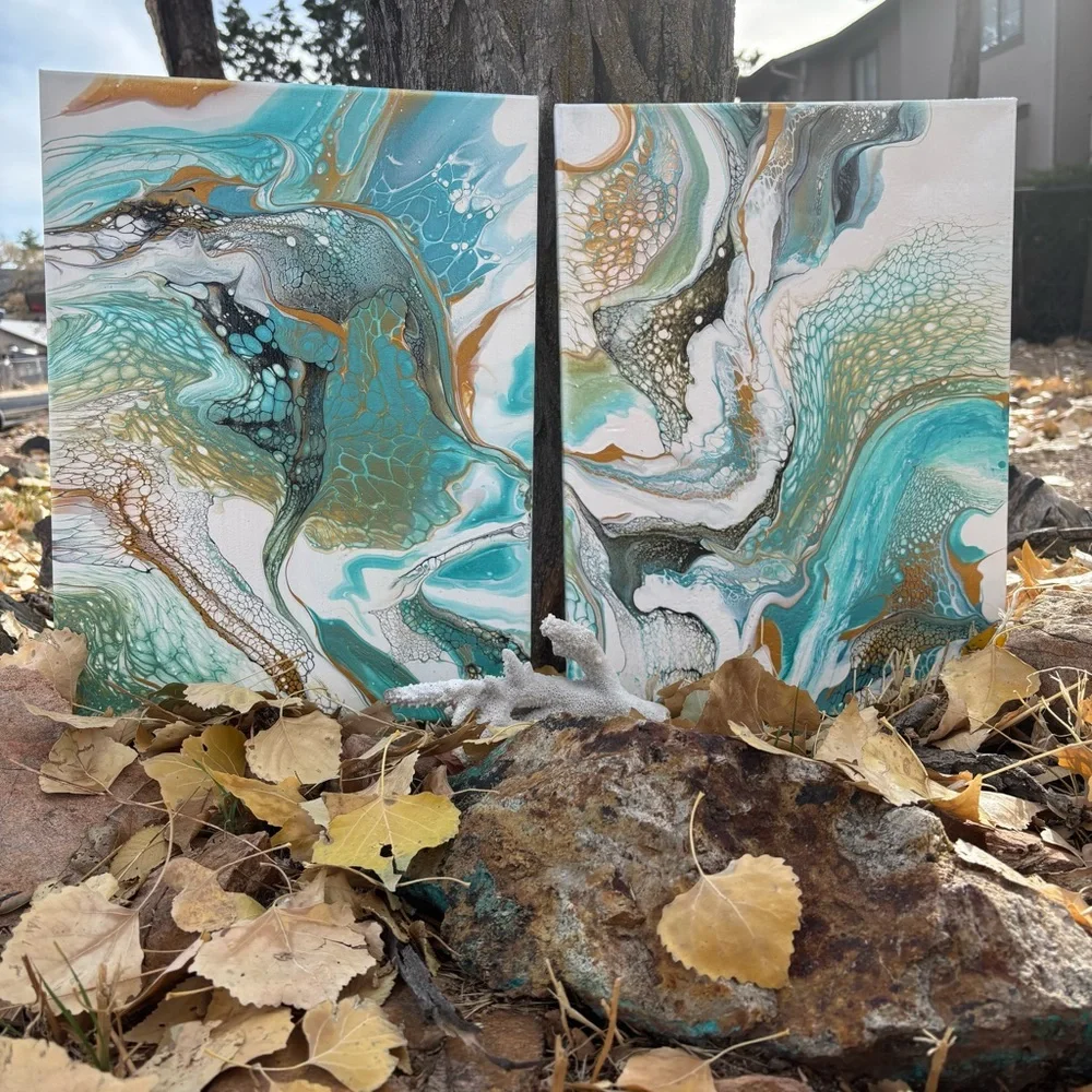 MARLENE GEDDES Abstract Paintings Set Of Two